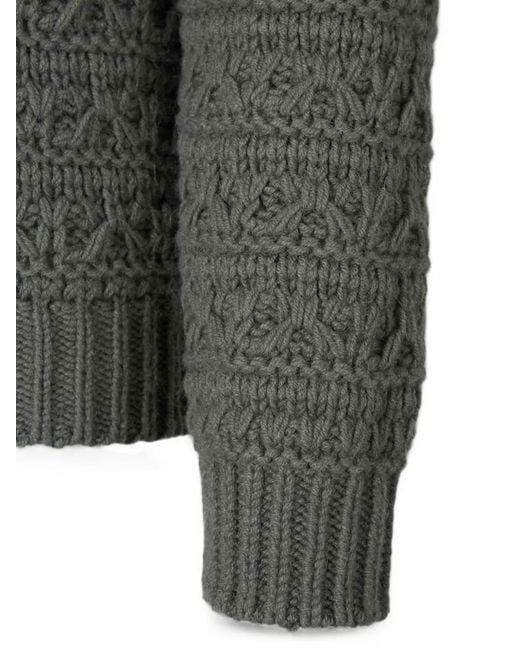 Canali Gray Cable-Knit Sweater for men