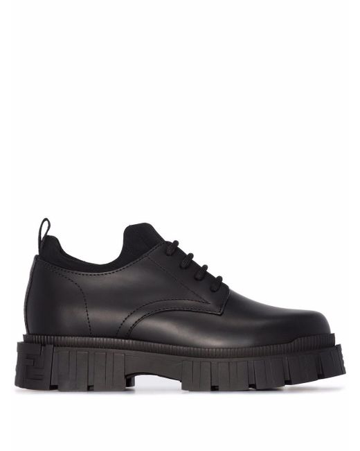 Fendi Force Lug-sole Leather Derby Shoes in Black - Lyst