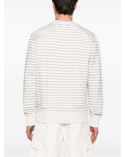 `Journey` Striped Crew-Neck Sweatshirt With `Venice Loves di Golden Goose Deluxe Brand in White da Uomo