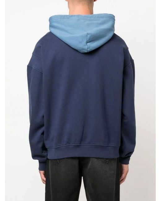 Ambush Blue Panelled Logo-Print Hoodie for men