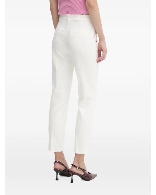 Morgan White Button-Detail Tailored Trousers