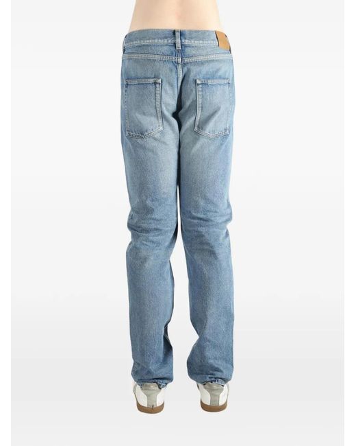 Saint Laurent Blue Logo-Patch Belt-Loop Jeans for men