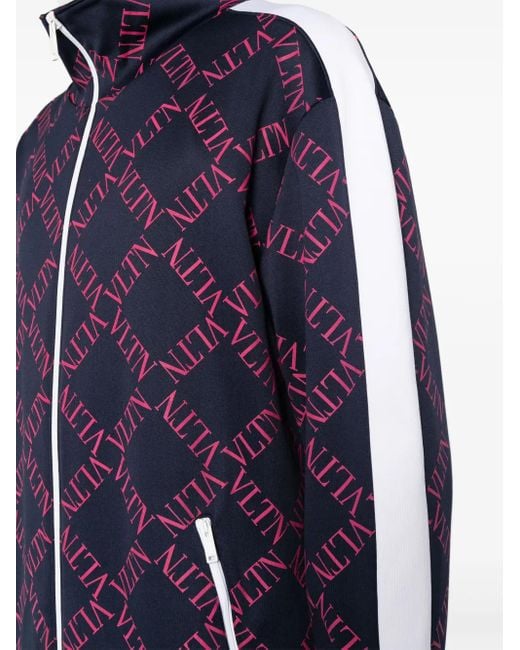 Valentino Garavani Blue Logo-Print Zip-Front Track Jacket for men