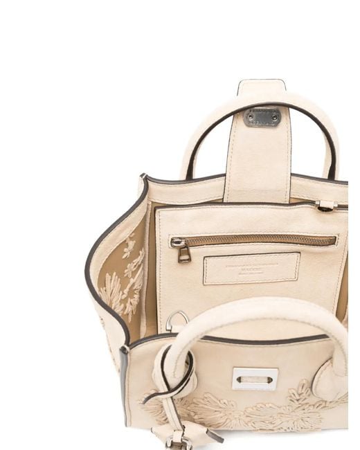 Ermanno Scervino Natural Mini Maggie Floral-Detail Tote Bag
