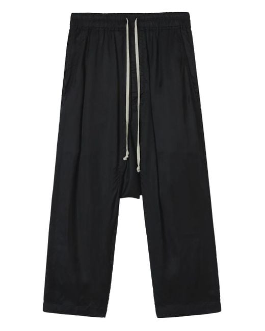 Rick Owens Black Drawstring Drop-Crotch Trousers for men