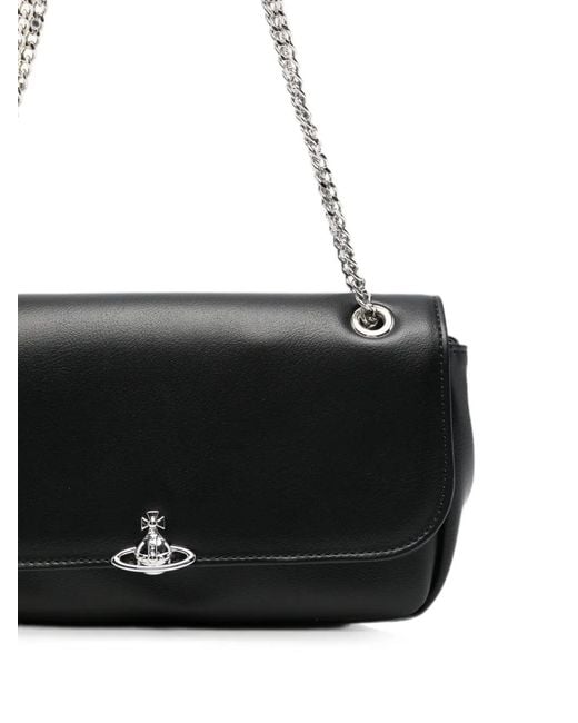Vivienne Westwood Black Orb-Plaque Chain-Strap Mini Crossbody Bag