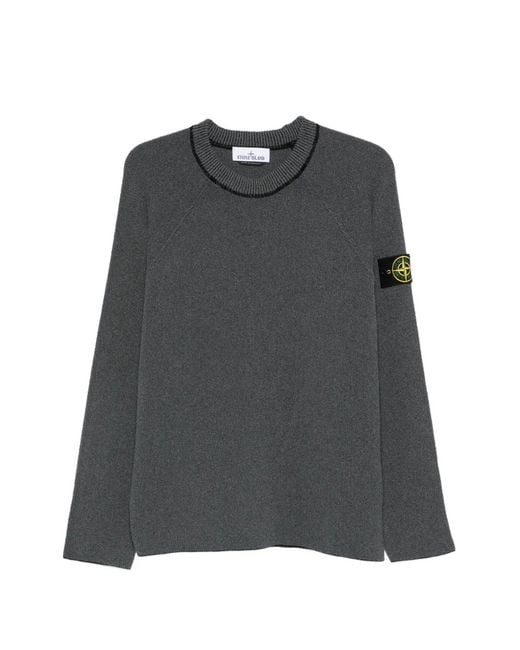 Stone Island Gray 5100041 Cotton Bouclé Jacquard Piqué Jumper for men