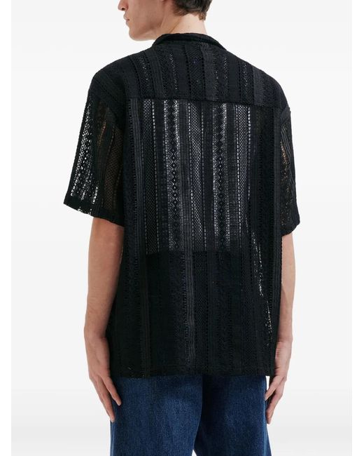 AFTERMATHS Black Buttoned Openwork Shirt for men