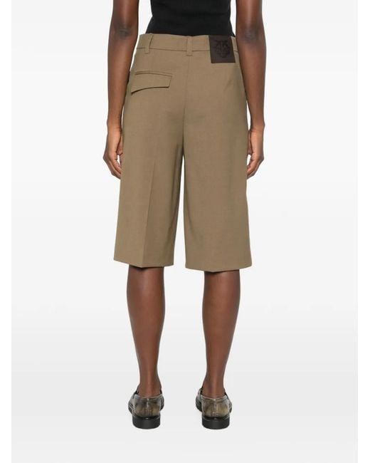 Pinko Natural Merlot Asymmetric-Waistband Tailored Shorts