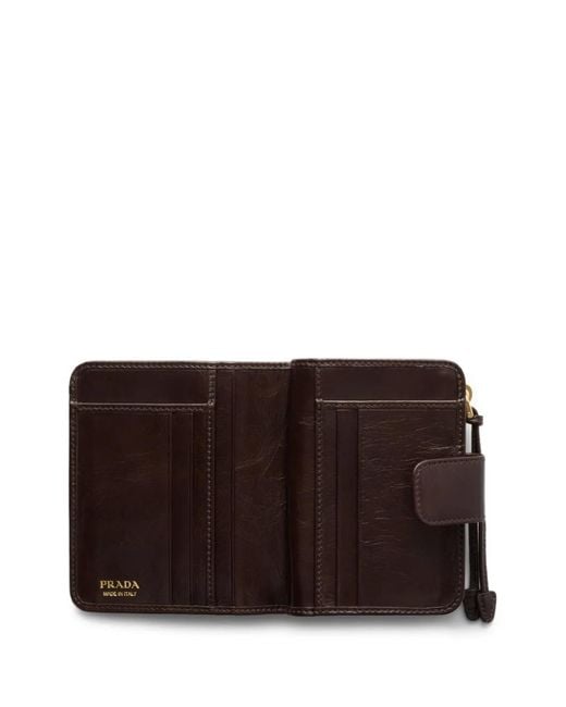 Prada Brown Triangle-Logo Leather Wallet