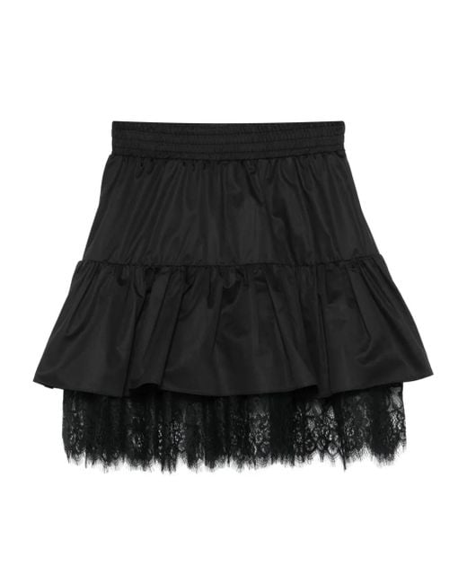Hamza Women's Black Ruffled Lace-Trimmed Skirt