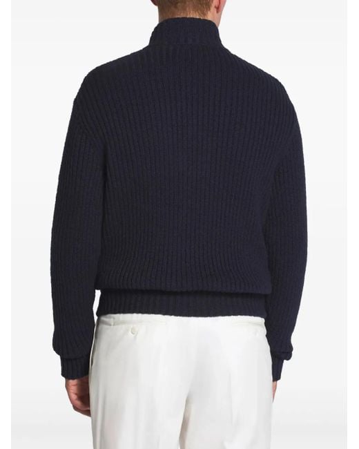 Brioni Grob gestrickter Cardigan in Blue für Herren