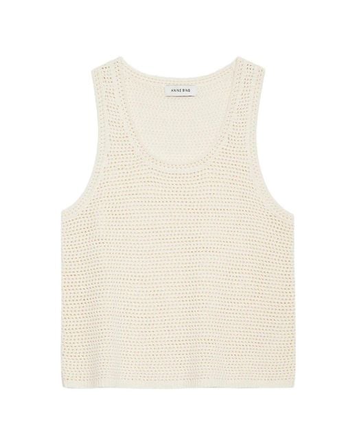 Anine Bing Natural Arie Crochet-Knit Tank Top