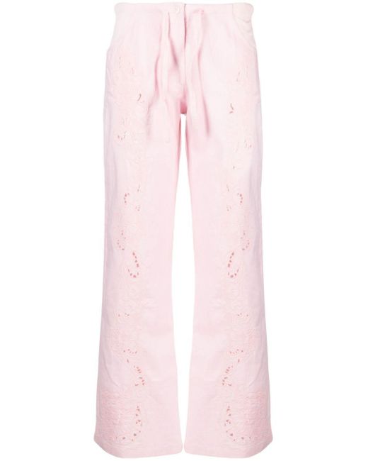 GIMAGUAS Pink Ring Embroidered Trousers