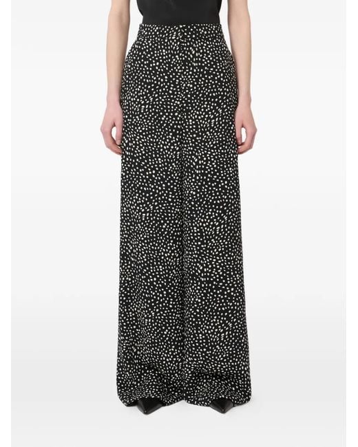 Max Mara Black Wide-Leg Print Trousers