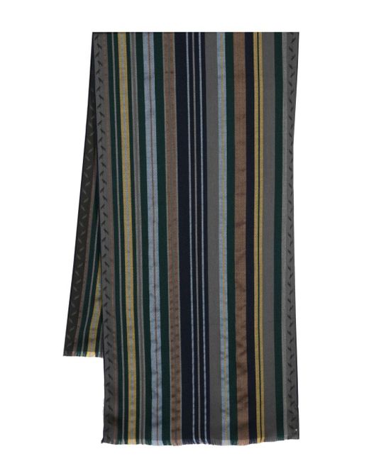 Paul Smith Gray Striped Virgin Wool Scarf for men