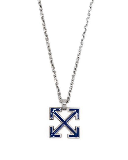Off-White c/o Virgil Abloh Blue Enamelled Arrows Pendant Necklace for men