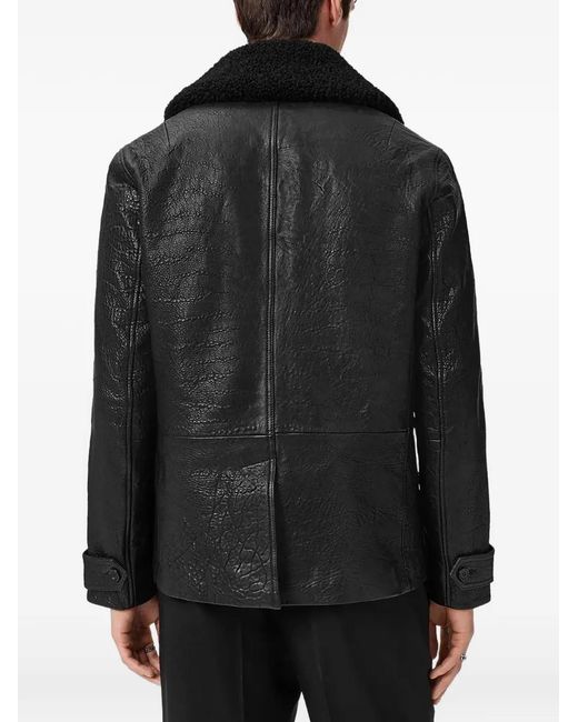 AllSaints Black Hamlet Leather Jacket for men