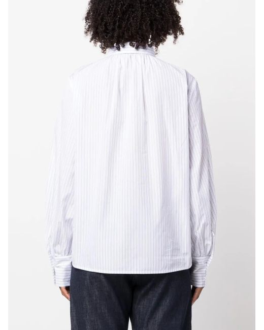 Fabiana Filippi White Striped Pussy-Bow Shirt