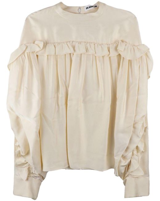 Jil Sander Natural Ruffled Top