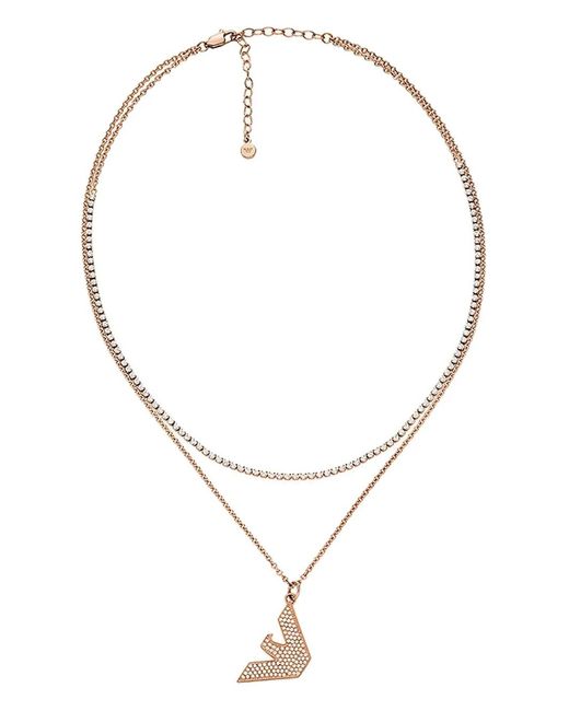 Emporio Armani White Logo-Charm Necklace