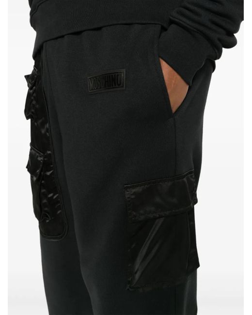 Moschino Black Cargo Cotton Track Pants for men