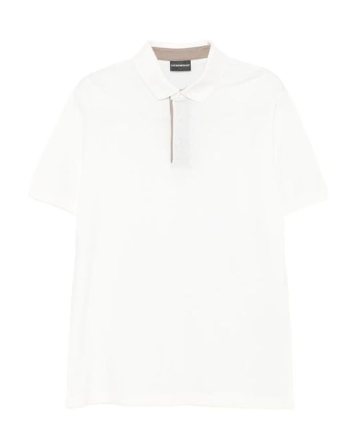 Emporio Armani White Cotton Polo Shirt for men