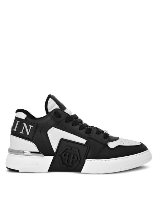 Philipp Plein Black Phantom Kicks Skull-Plaque Leather Sneakers