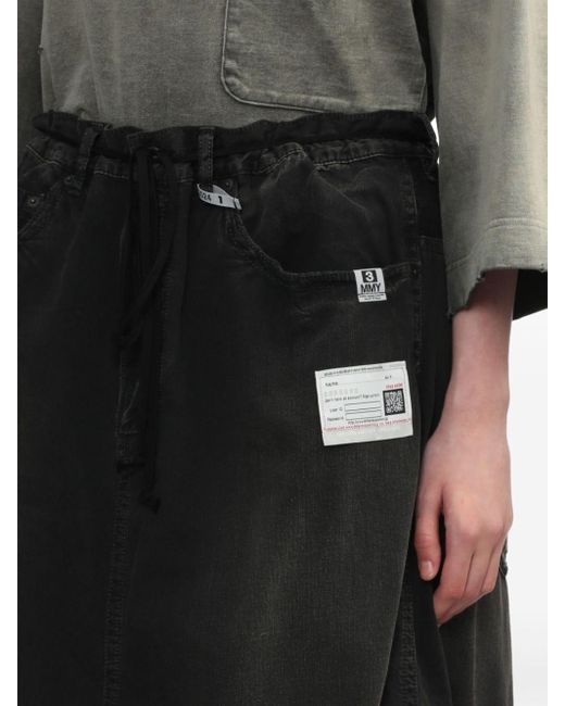 Maison Mihara Yasuhiro Black Logo-appliqué Denim Maxi Skirt