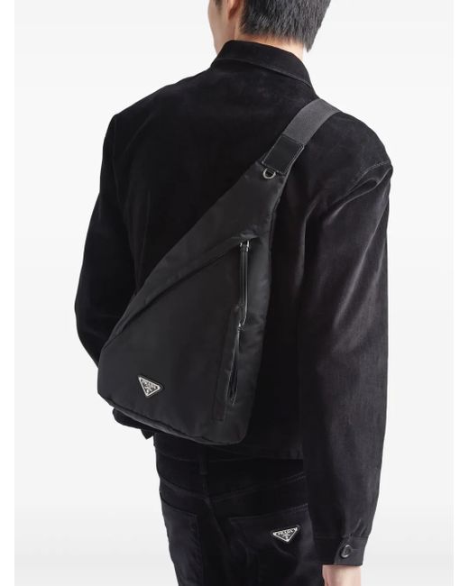 Prada Black Asymmetric Sling Backpack for men