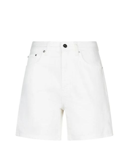 Anine Bing White Kat Logo-Patch Denim Shorts for men