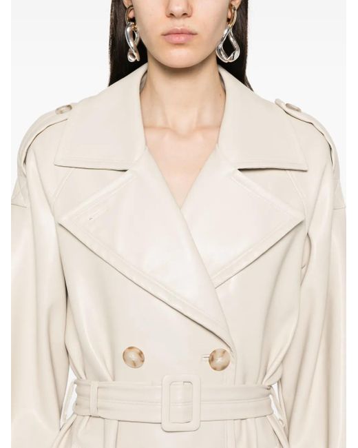 Urbancode Faux-Leather Trench Coat in Natural | Lyst UK