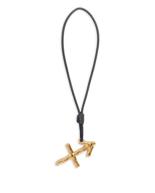 Jil Sander Metallic Zodiac Charm Leather Necklace