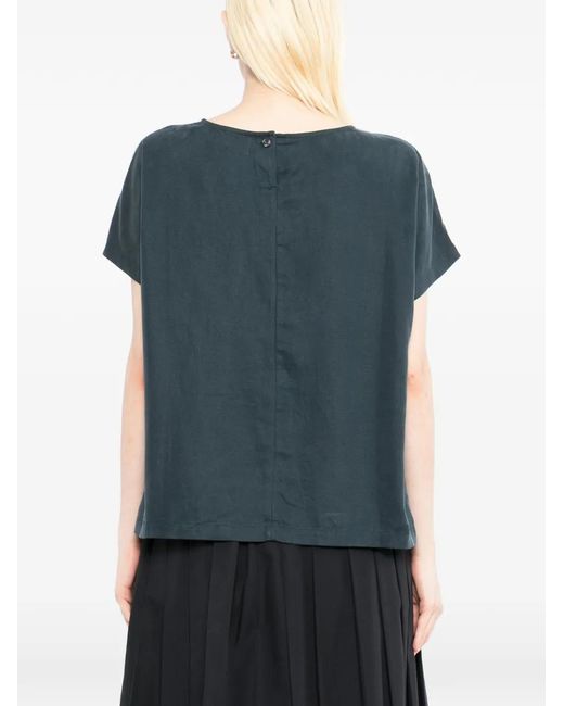 SPORT b. by agnès b. Blue Logo Embroidered Short-Sleeve Blouse