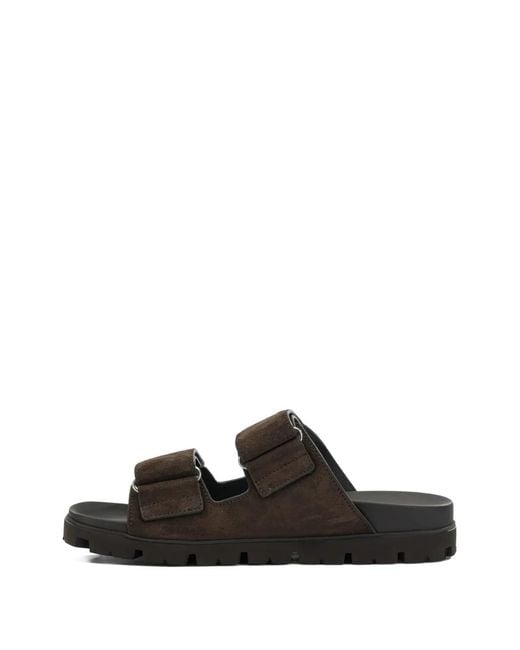 Logo-Appliqué Strapped Sandals Prada pour homme en coloris Black