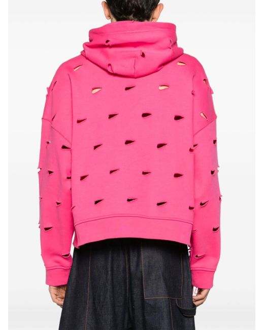 Nike Swoosh Cut Out Jersey Hoodie in Pink Lyst