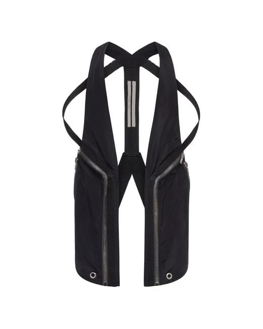 Rick Owens Blue Vest With Zip Pockets for men