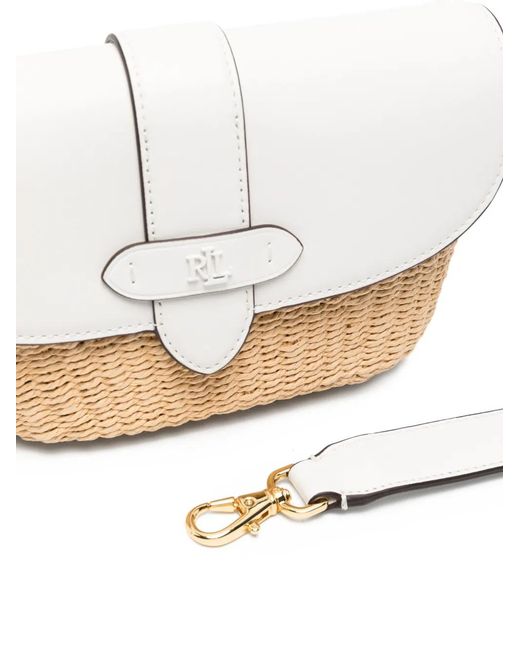 Ralph Lauren White Small Lynden Logo-Plaque Shoulder Bag