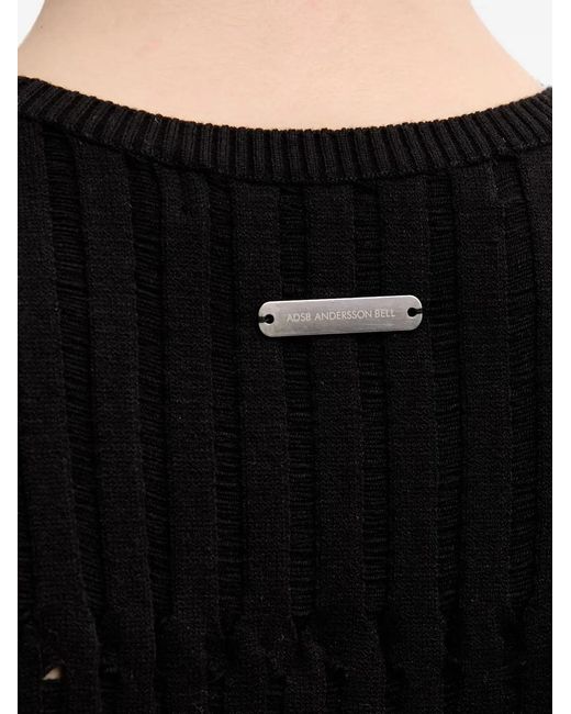 ANDERSSON BELL Black Ribbed-Knit Sleeveless Sweater for men