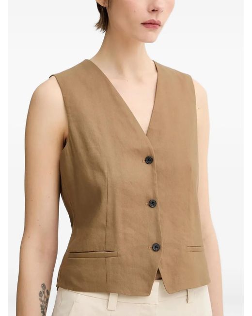 Marc O' Polo Natural Button-Fastening Sleeveless Vest