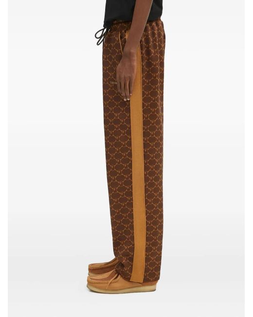 A Bathing Ape Brown Logo-Print Side-Stripe Trousers for men