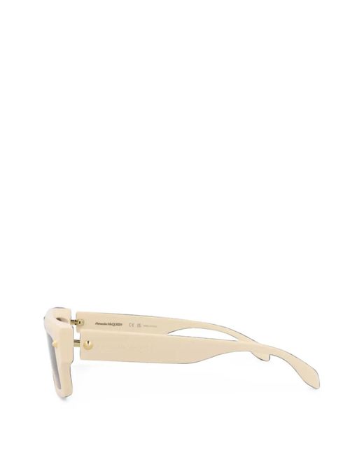 McQueen Pink Stud-Embellished Rectangle-Frame Sunglasses