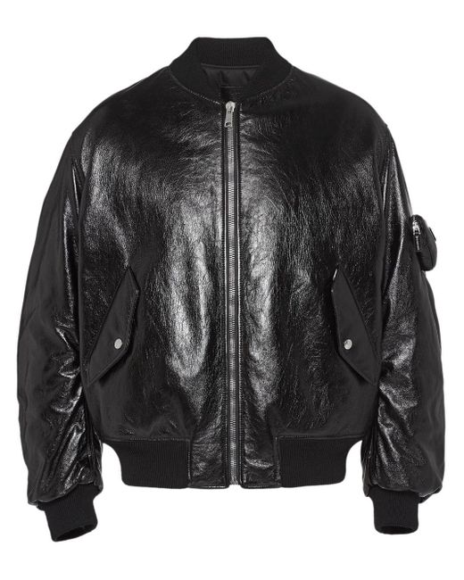 Prada Black Nappa Leather Bomber Jacket for men