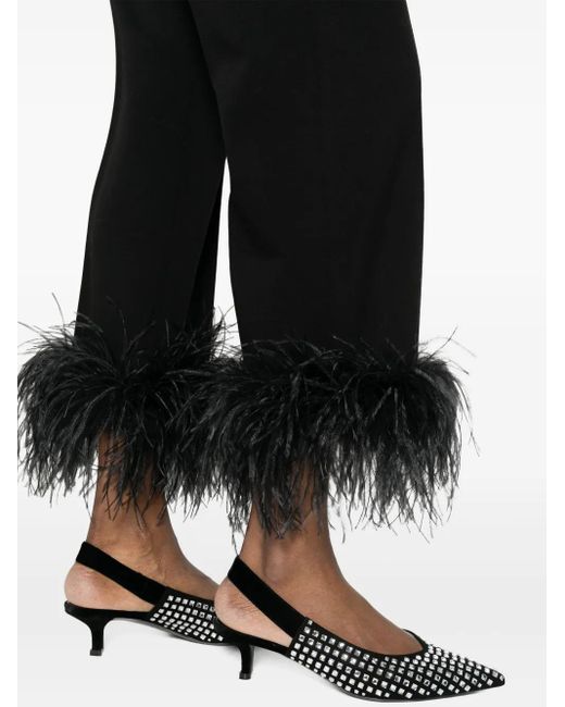 Miu Miu Black Feather-Trimmed Trousers