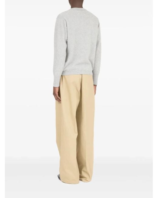 Maison Margiela White Crew-Neck Cashmere-Cotton Jumper for men