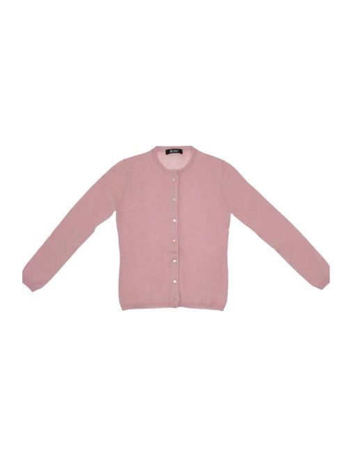 LA ROSE Pink Cashmere Button Cardigan
