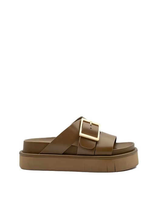 Palomitas By Paloma Barcelo' Brown Demi Buckle-Detail Leather Sandals