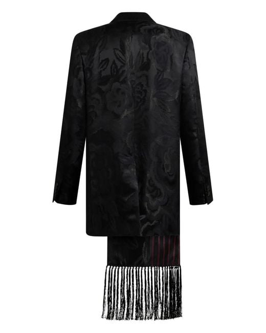 Etro Black Fringed Jacquard Blazer