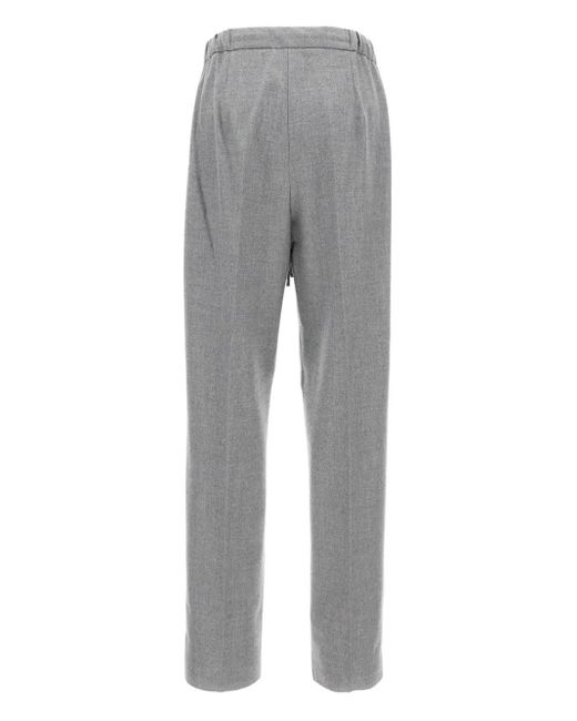 Max Mara Gray Pleated-Front Drawstring Trousers
