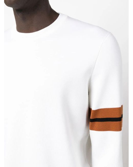 Zegna White Stripe Detail Wool Sweater for men
